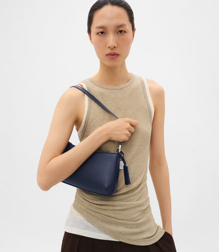 Jatte Leather Charm Shoulder Bag - Navy