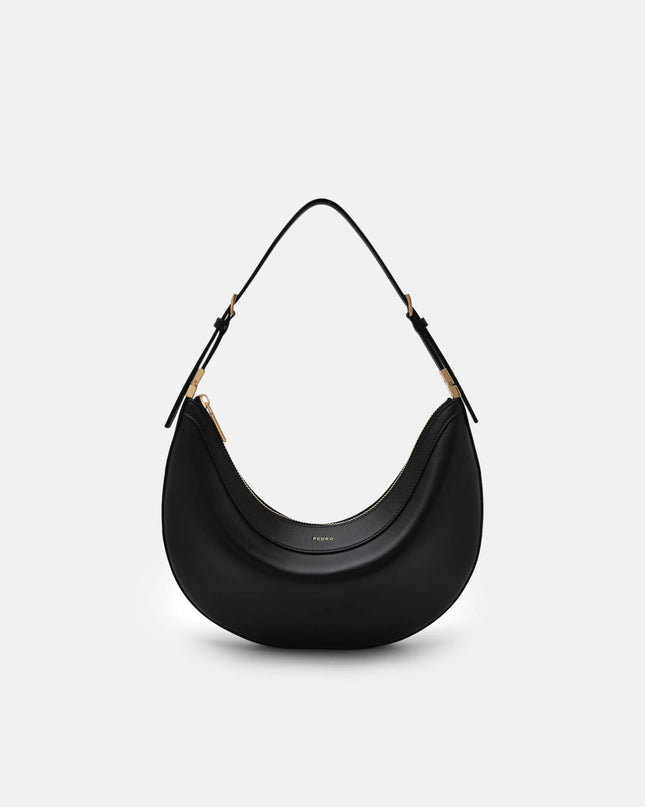 Jatte Leather Crescent Shoulder Bag - Black