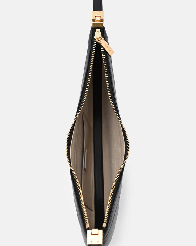 Jatte Leather Crescent Shoulder Bag - Black