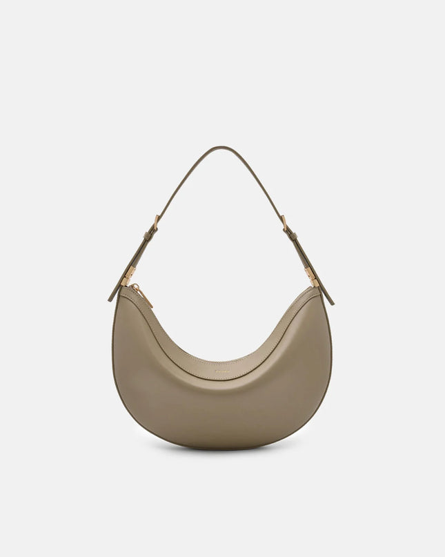 Jatte Leather Crescent Shoulder Bag - Olive