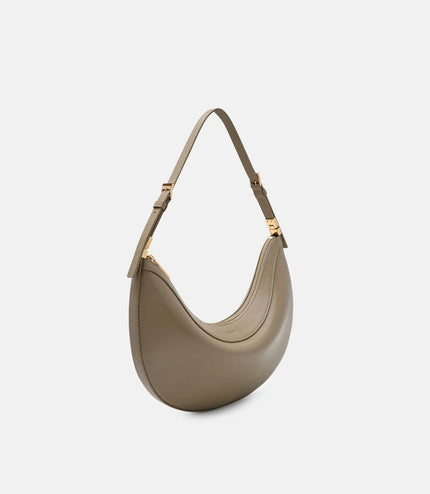 Jatte Leather Crescent Shoulder Bag - Olive