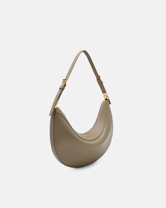 Jatte Leather Crescent Shoulder Bag - Olive