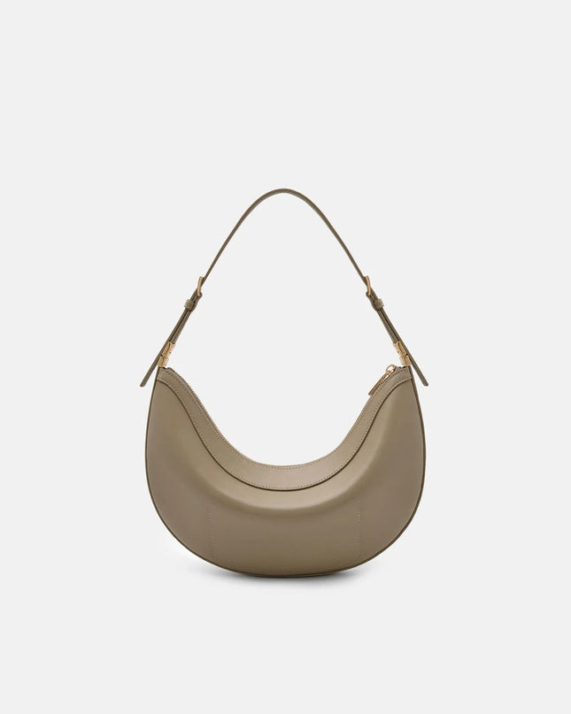 Jatte Leather Crescent Shoulder Bag - Olive