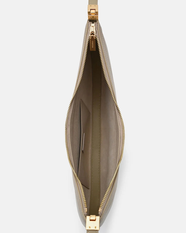 Jatte Leather Crescent Shoulder Bag - Olive