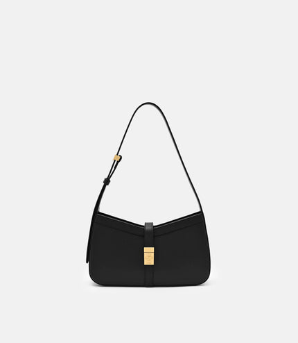 Farida Leather Shoulder Bag - Black