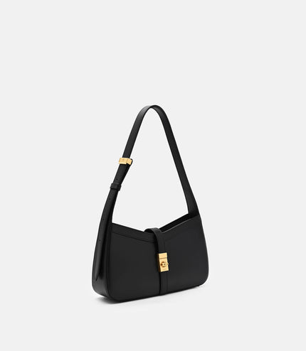 Farida Leather Shoulder Bag - Black