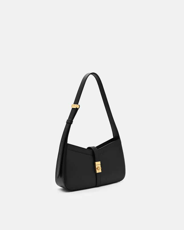 Farida Leather Shoulder Bag - Black