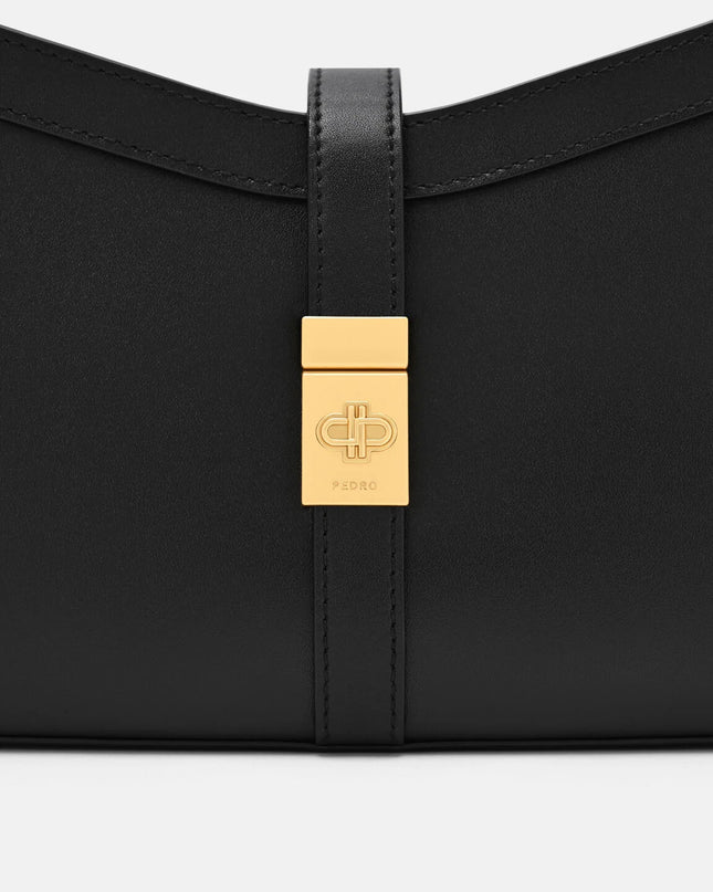 Farida Leather Shoulder Bag - Black