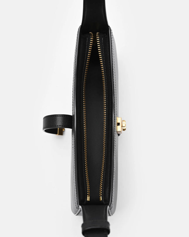 Farida Leather Shoulder Bag - Black
