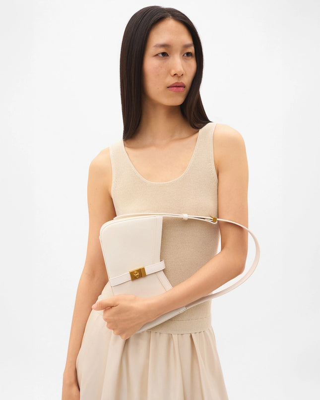 Farida Leather Shoulder Bag - Chalk