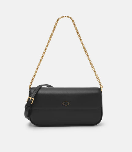 Chainlink Leather Sling Pouch - Black