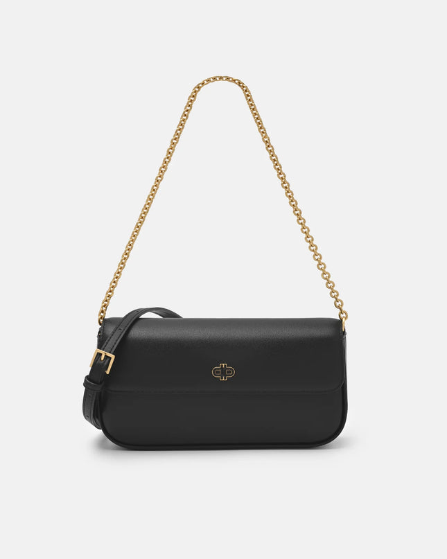 Chainlink Leather Sling Pouch - Black