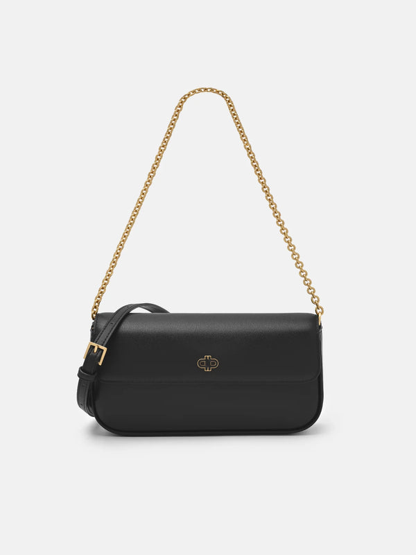 Chainlink Leather Sling Pouch - Black