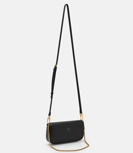 Chainlink Leather Sling Pouch - Black