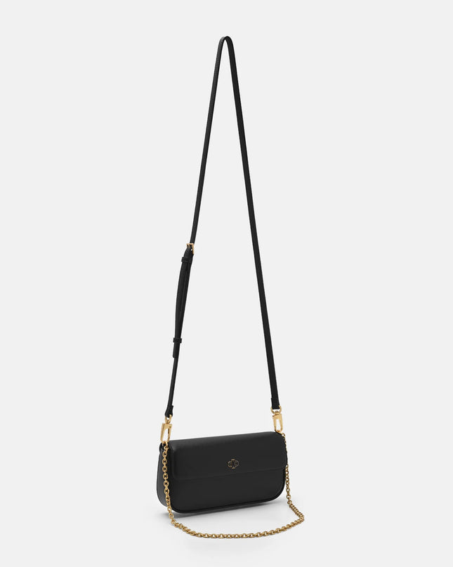 Chainlink Leather Sling Pouch - Black