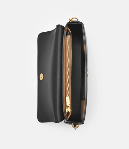 Chainlink Leather Sling Pouch - Black