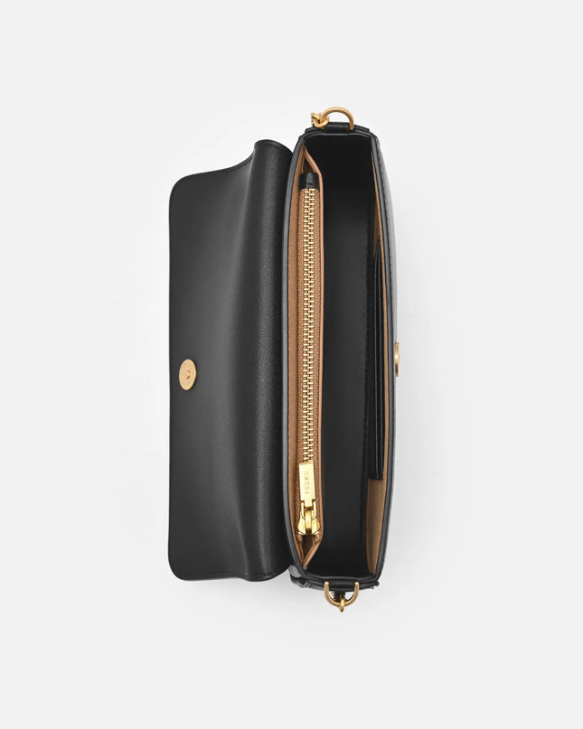 Chainlink Leather Sling Pouch - Black