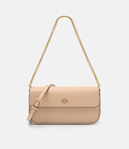 Chainlink Leather Sling Pouch - Nude