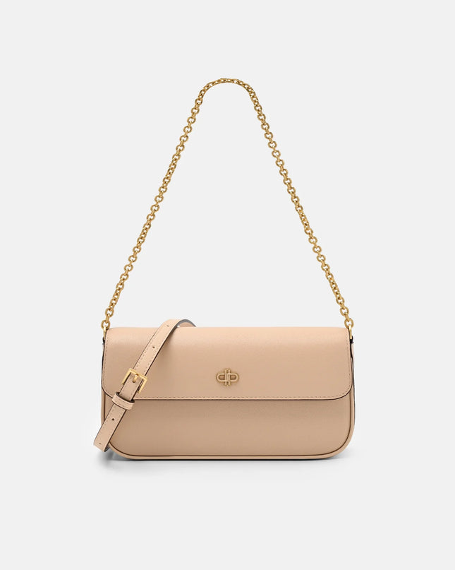 Chainlink Leather Sling Pouch - Nude