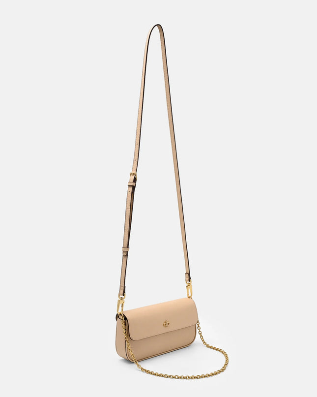 Chainlink Leather Sling Pouch - Nude