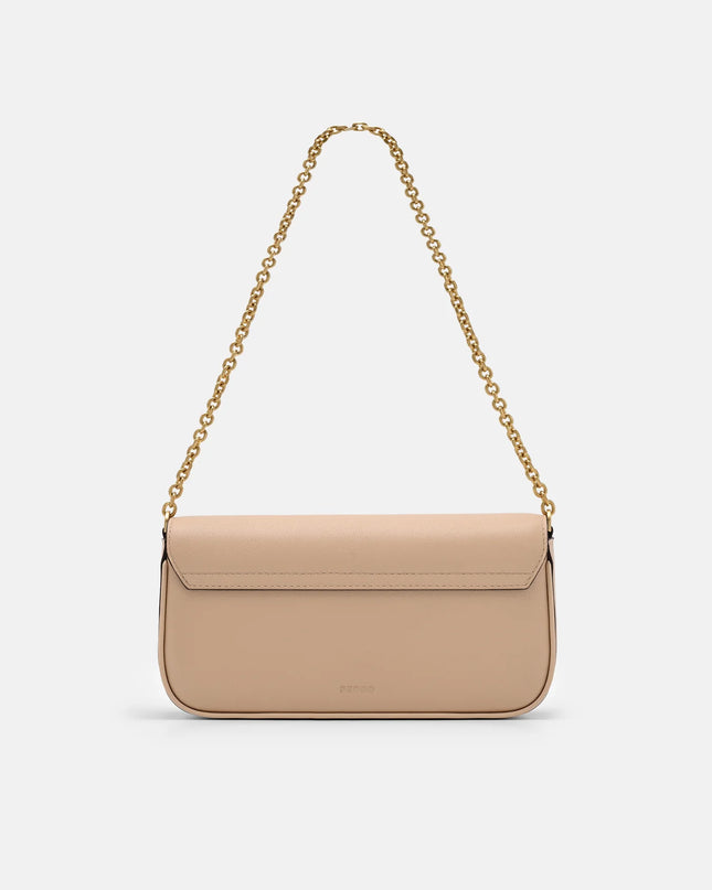 Chainlink Leather Sling Pouch - Nude