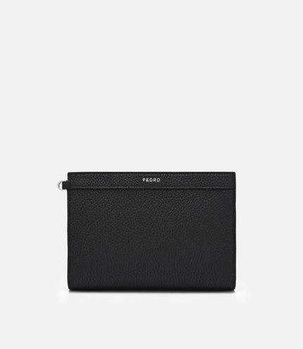 Leather Zipped Pouch - Black