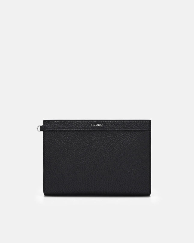Leather Zipped Pouch - Black
