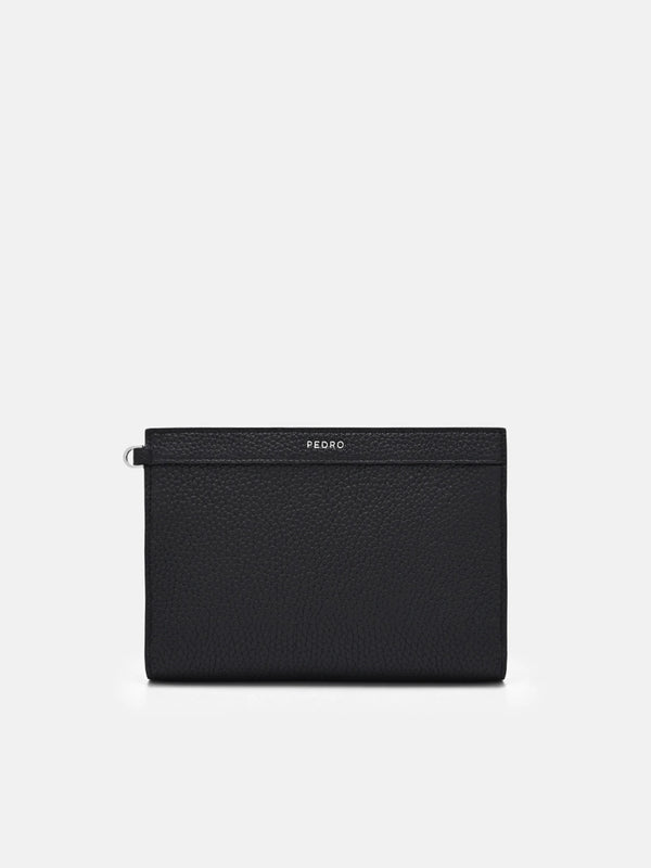 Leather Zipped Pouch - Black
