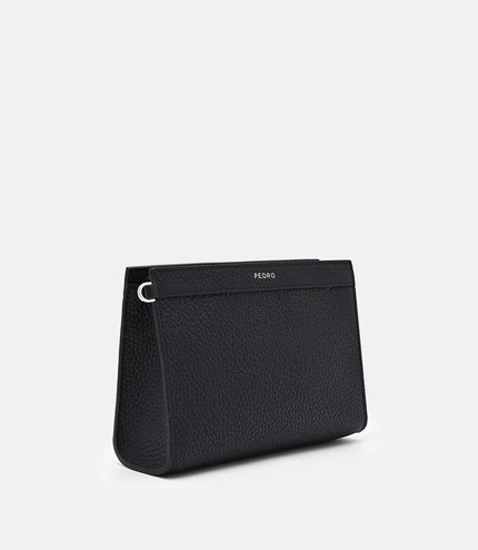 Leather Zipped Pouch - Black