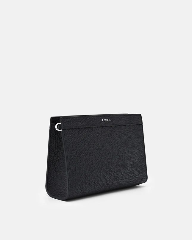Leather Zipped Pouch - Black