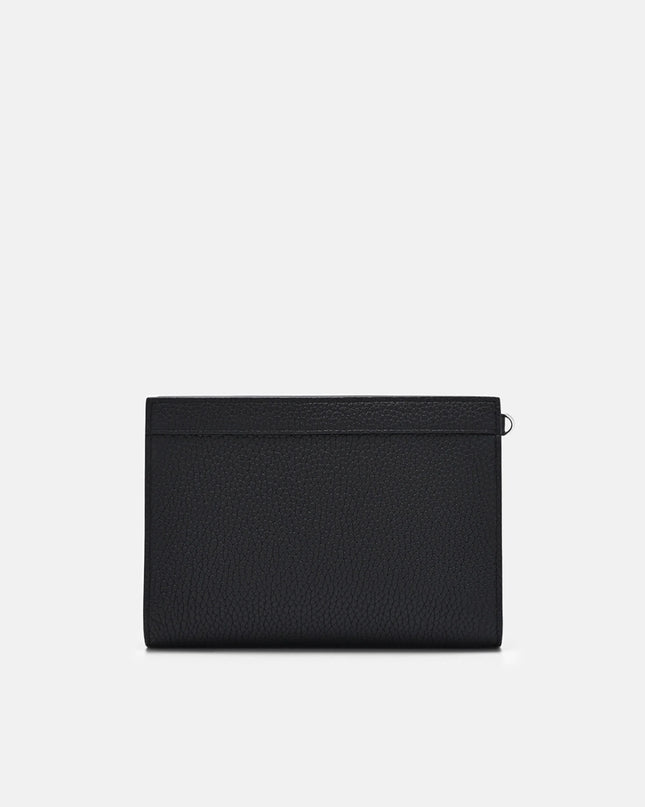 Leather Zipped Pouch - Black