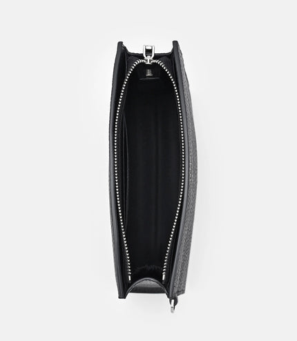 Leather Zipped Pouch - Black