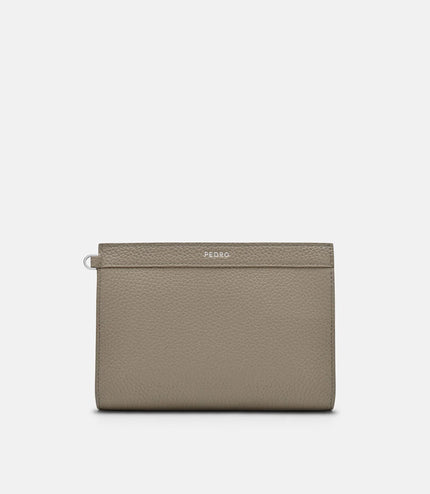 Leather Zipped Pouch - Taupe