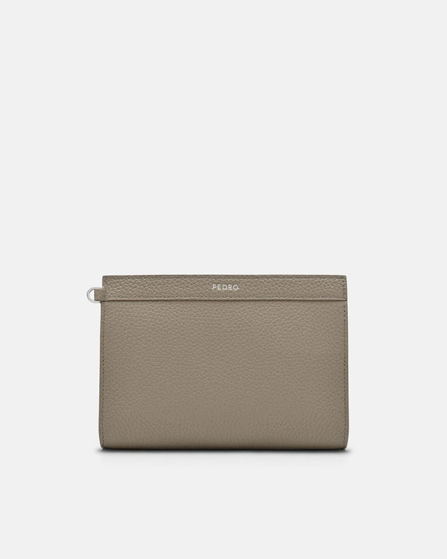 Leather Zipped Pouch - Taupe
