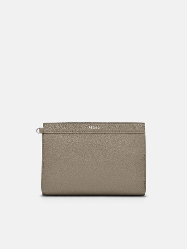 Leather Zipped Pouch - Taupe