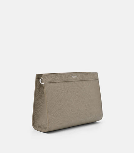 Leather Zipped Pouch - Taupe