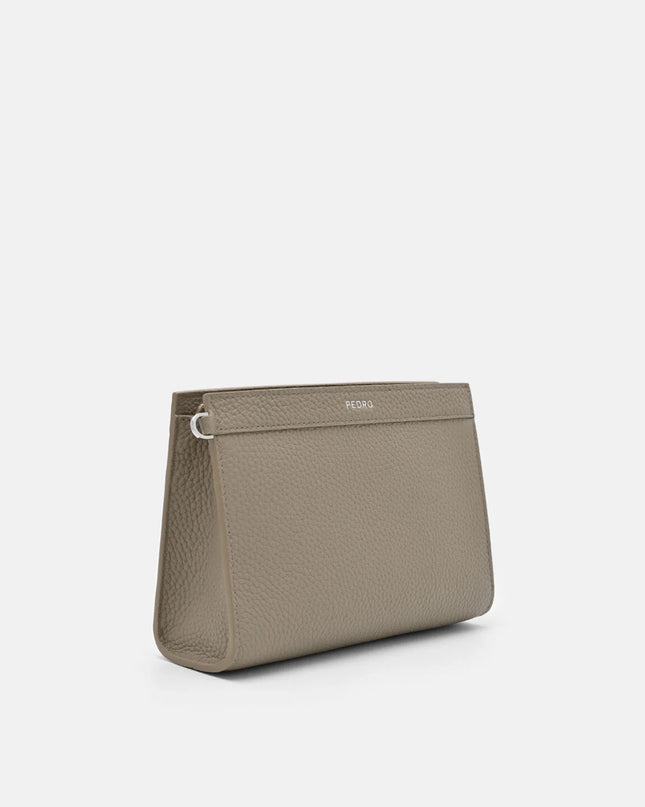 Leather Zipped Pouch - Taupe