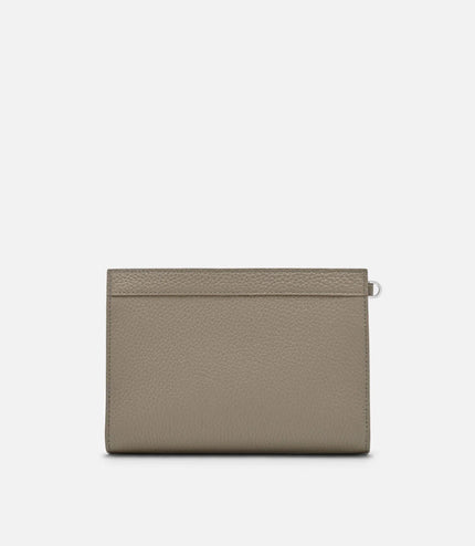 Leather Zipped Pouch - Taupe
