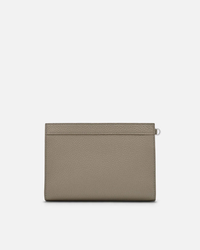 Leather Zipped Pouch - Taupe