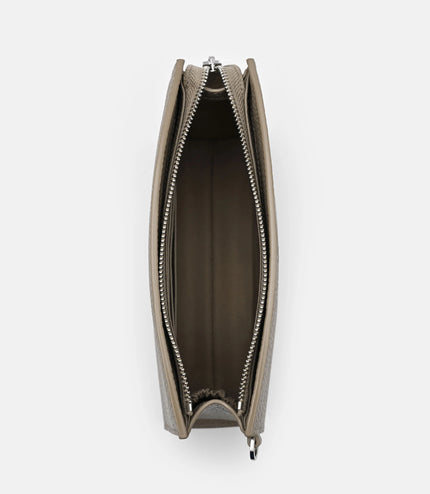 Leather Zipped Pouch - Taupe