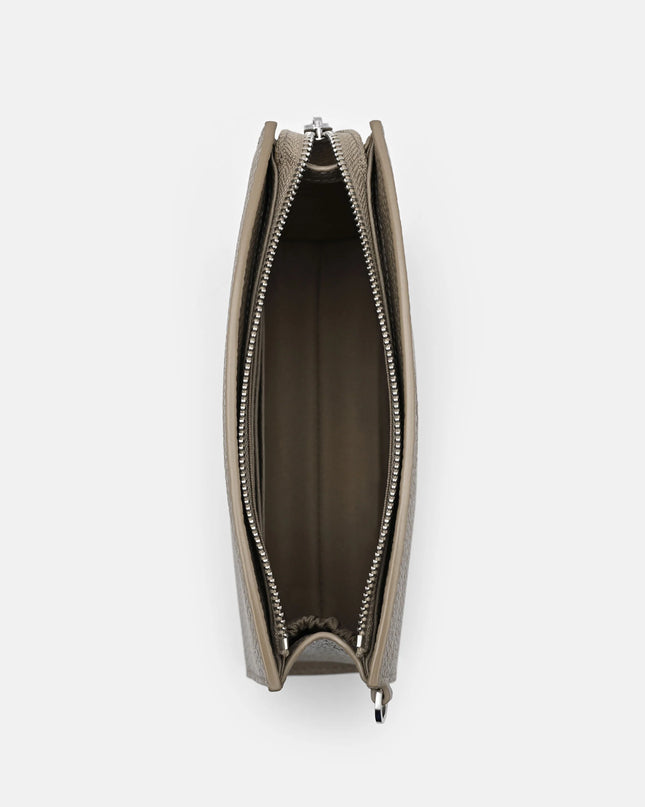 Leather Zipped Pouch - Taupe