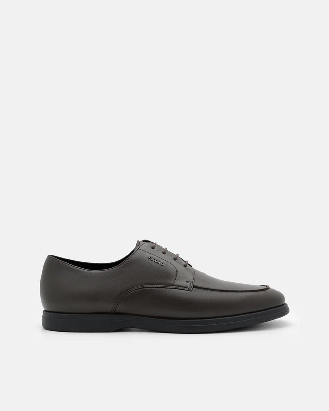 Leather Derby Shoes - Dark Brown Burnish