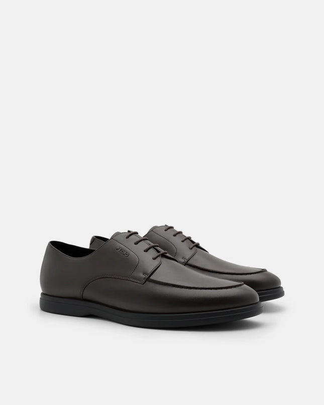 Leather Derby Shoes - Dark Brown Burnish
