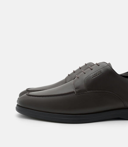 Leather Derby Shoes - Dark Brown Burnish