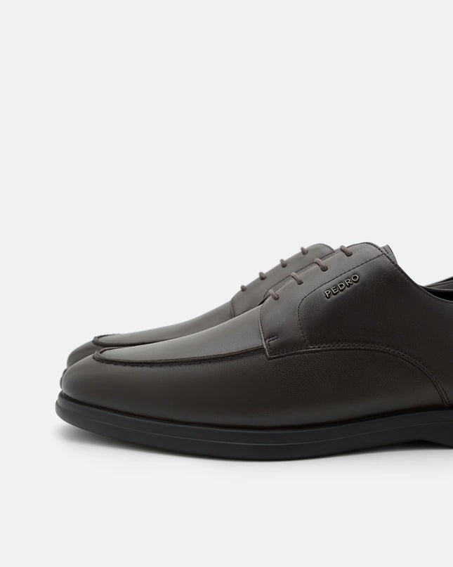 Leather Derby Shoes - Dark Brown Burnish