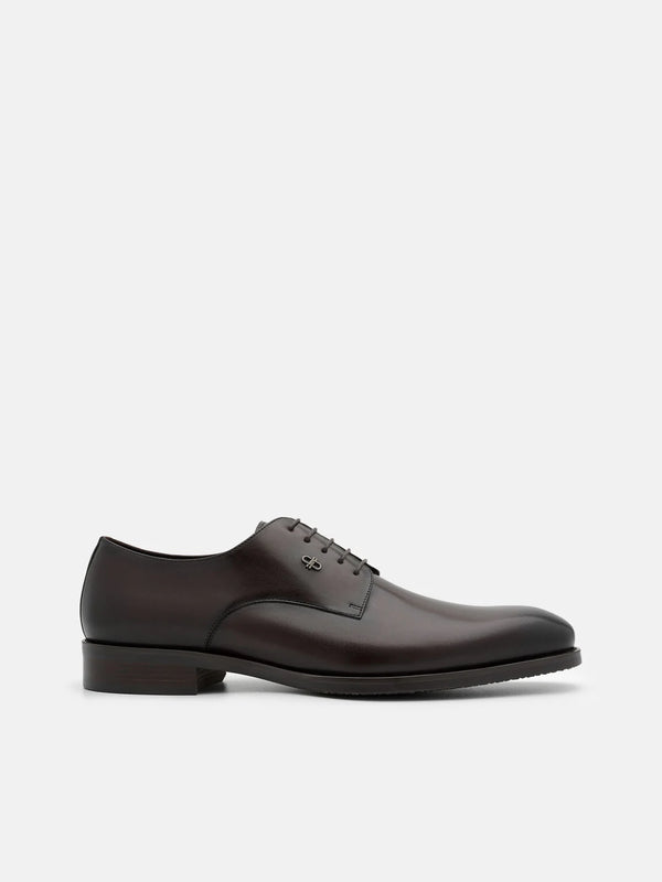 Burnished Leather Derby Shoes - Brown Burnish