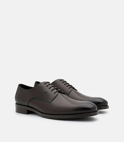 Burnished Leather Derby Shoes - Brown Burnish