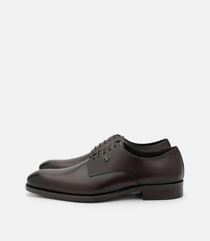 Burnished Leather Derby Shoes - Brown Burnish