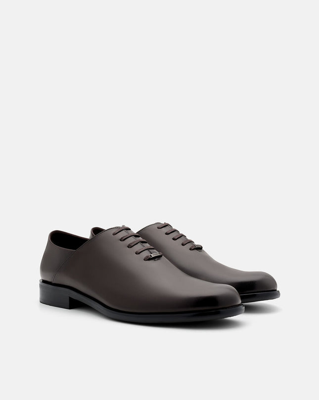 Burnished Leather Oxford Shoes - Dark Brown Burnish
