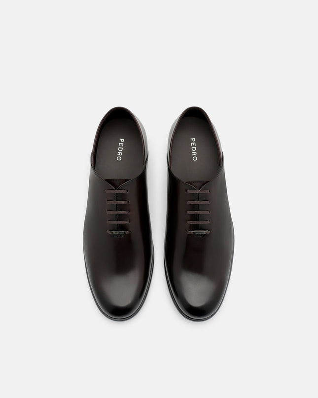 Burnished Leather Oxford Shoes - Dark Brown Burnish